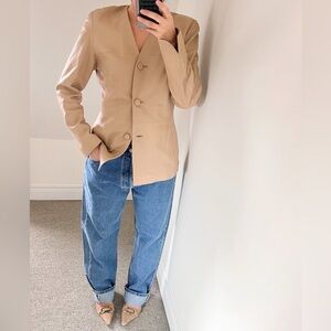 Vintage tan leather blazer
